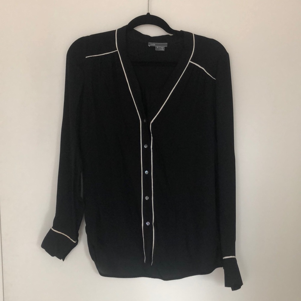 Vince Silk Blouse with piping detail